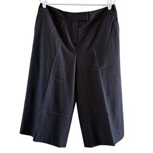 Vintage New Talbots Women's 14 Brown Black Wool Blend Crop Wide Leg Capri Pants